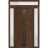Front Exterior Prehung Metal-Plastic Door | Manux 8112 Antracite Grey | 2 Side and Top Sidelite Transom | Office Commercial and Residential Doors Entrance Patio Garage 60" x 94" (W12+36+12" x H80+14") Left hand Inswing Walnut
