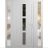 Front Exterior Prehung Metal-Plastic Door Frosted Glass / MANUX 8112 Walnut / Office Commercial and Residential Doors Entrance Patio Garage 60 x 80 (14+32+14" x 80") Left-hand Inswing White