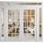 Front Exterior Prehung Metal-Plastic Double Doors Clear Glass / MANUX 8151 White Silk / Office Commercial and Residential Doors Entrance Patio Garage 100" x 94" Left-Hand Inswing White