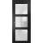 Sliding French Pocket Door with Frosted Glass | Lucia 2552 Black Matte | Kit Trims Rail Hardware | Solid Wood Interior Bedroom Sturdy Doors-24" x 80" Black Matte