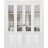 Sliding Closet Double Bi-fold Doors | Felicia 3599 White Silk with Clear Glass | Sturdy Tracks Moldings Trims Hardware Set | Wood Solid Bedroom Wardrobe Doors  White