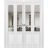 Sliding Closet Double Bi-fold Doors | Lucia 1533 White Silk with Clear Glass | Sturdy Tracks Moldings Trims Hardware Set | Wood Solid Bedroom Wardrobe Doors White