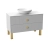Modern Free Standing Bathroom Vanity with Washbasin | Dune Blue Matte Collection | Non-Toxic Fire-Resistant MDF-40" White