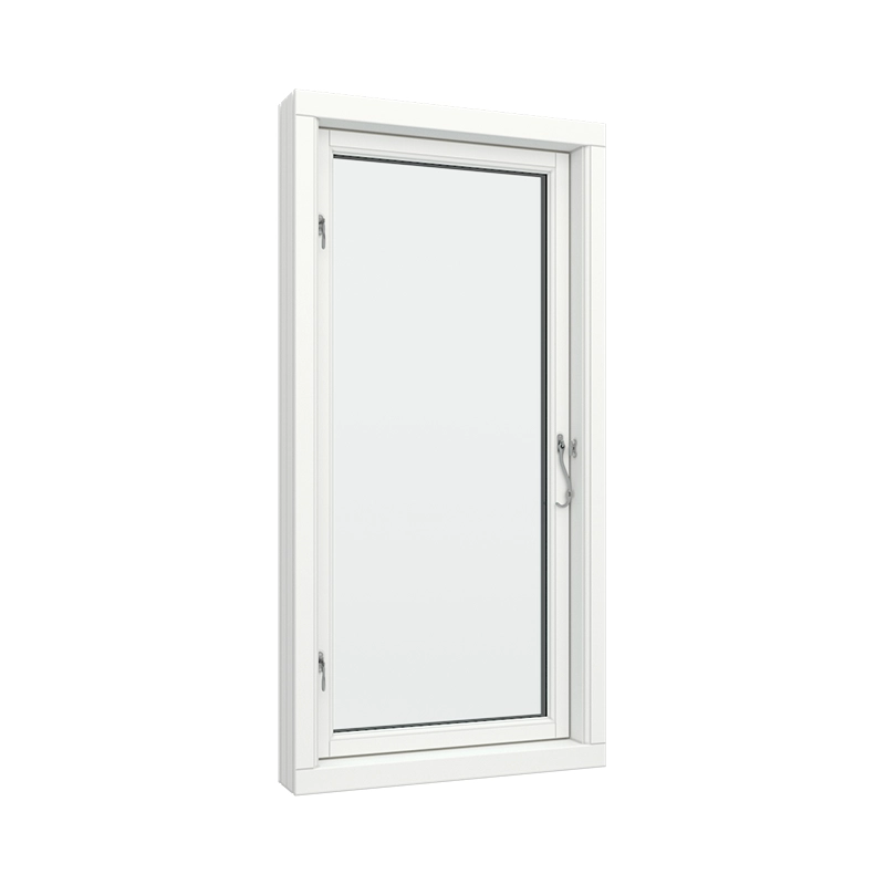 Single-Glass Aluminum Casement Window with Side Hinges, Size 30 x 60, White, Black Frame Color, Double Pane, Transpered Glass (View from inside) White