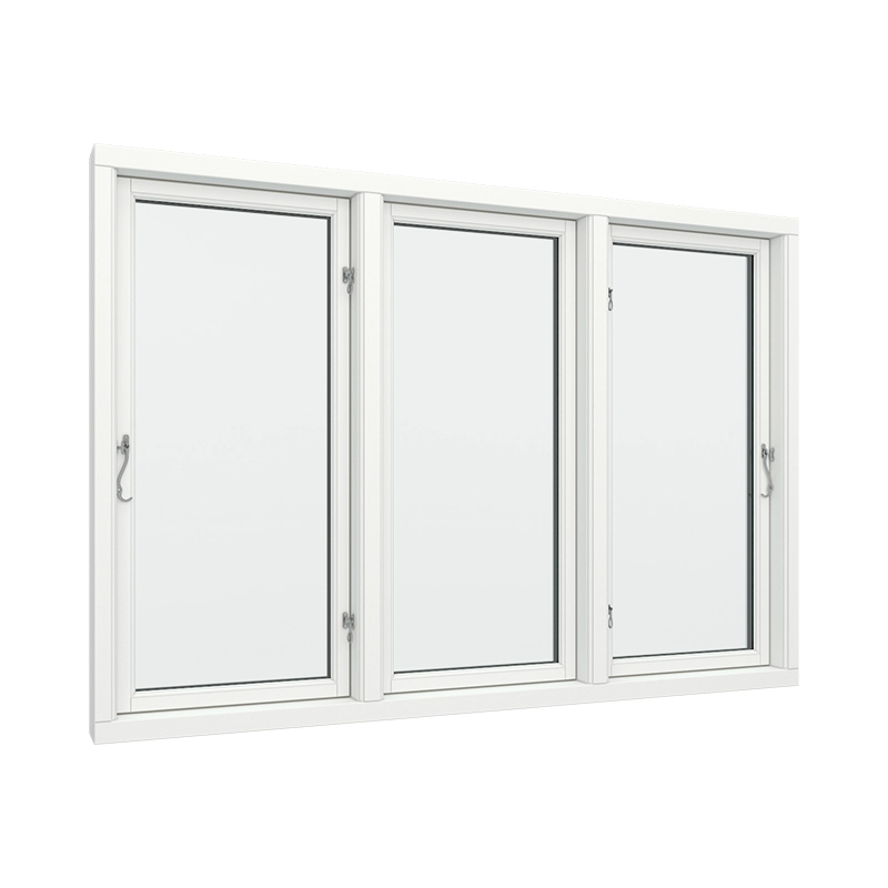 Triple-Glass Aluminum , Size 78 x 60, Casement Window with Side Hinges (3 Opening, Left, Left, Right),  Black Frame Color, (View from inside) White