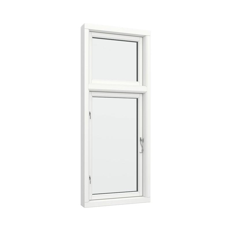 Casement Window PVC with Side Hinges, Size 60x70 Single Glass, Right Opening, Fixed Top, White, Triple Pane, Transpered Glass (View from inside) White