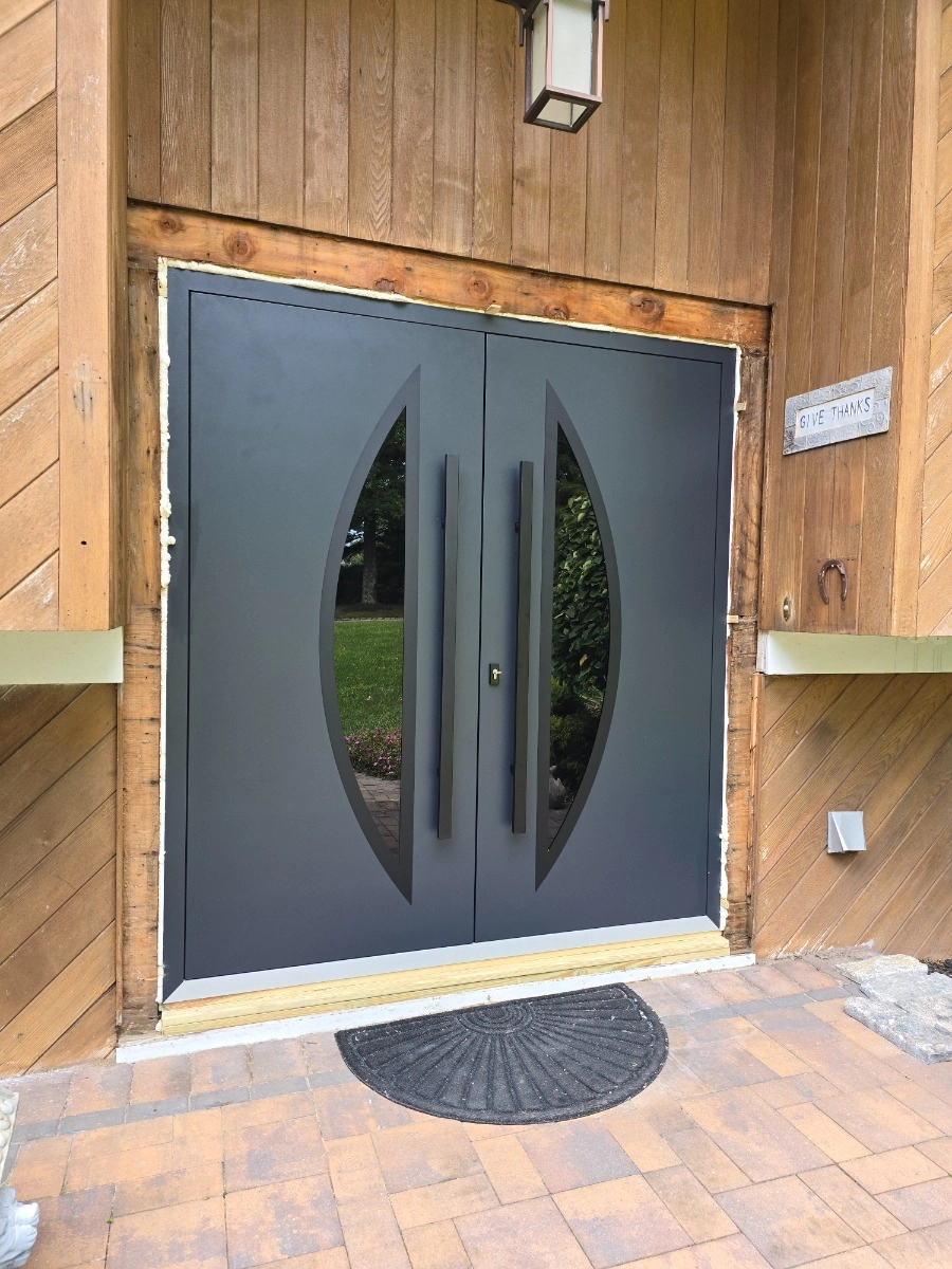 Single swing metal-aluminum modern exterior door with triplex | Deux 6501 Antracite | 48 x 96 photo#20
