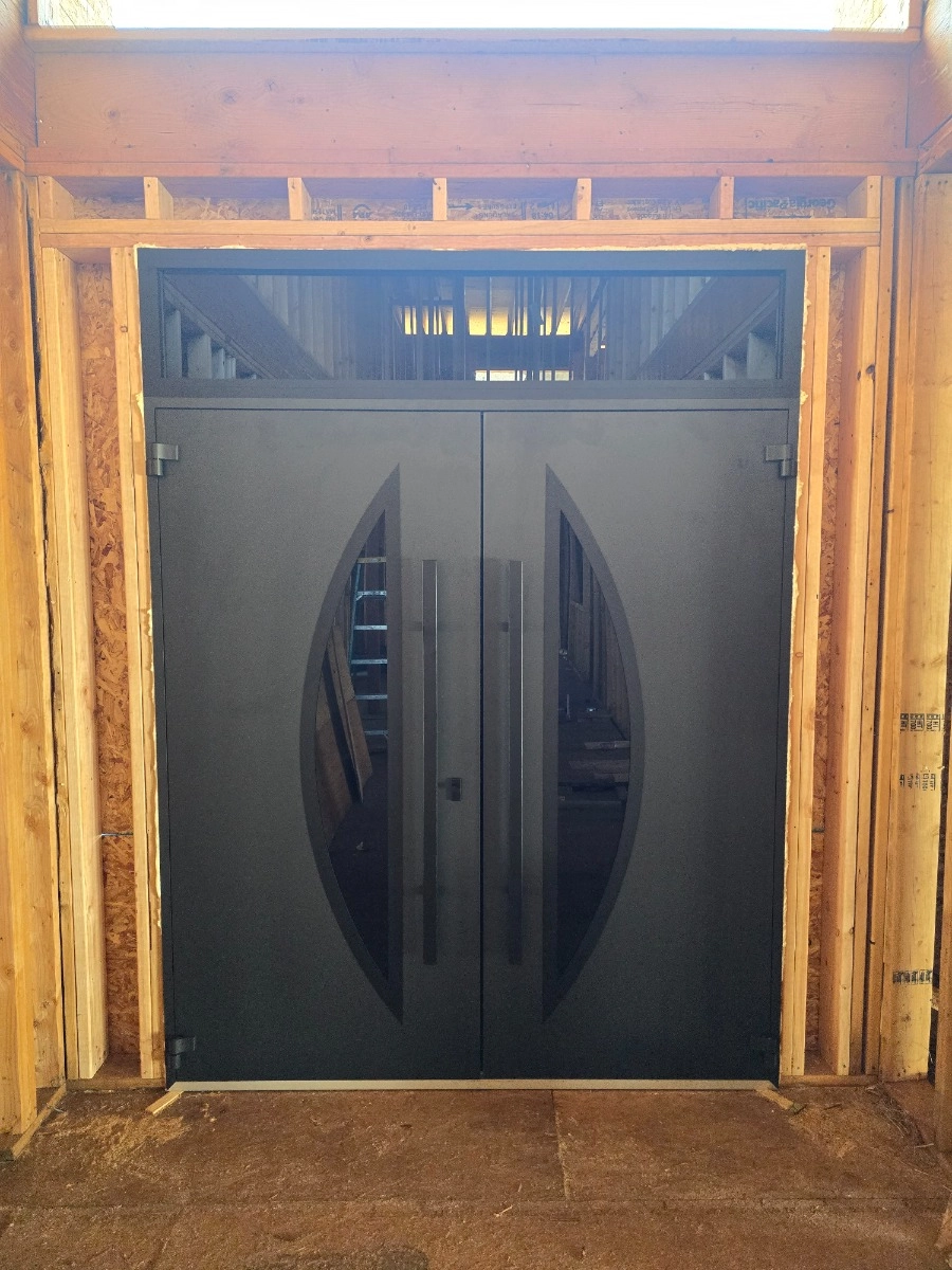 Double exterior doors Deux 6501 Black with Transom