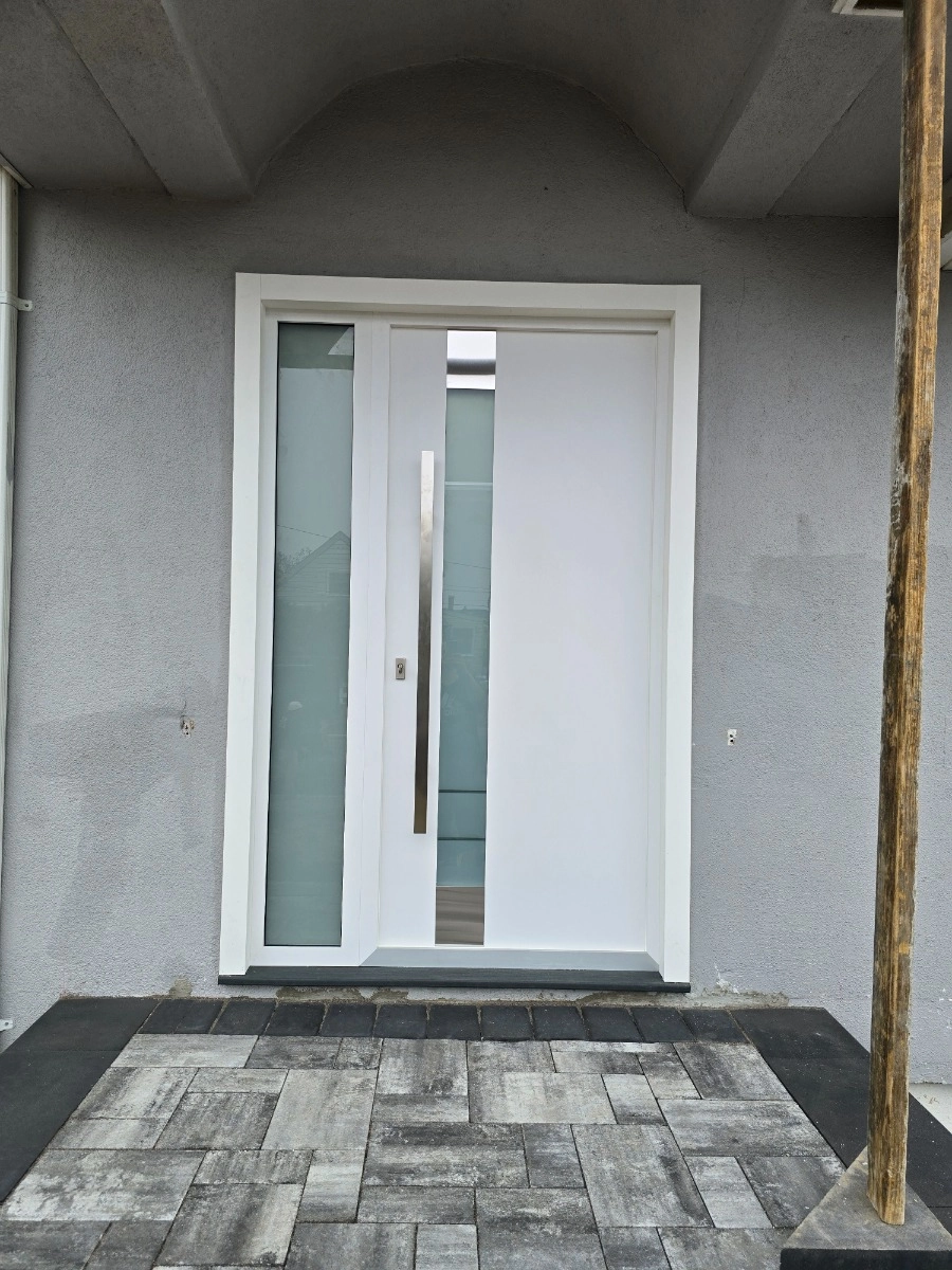 Single swing metal-aluminum modern exterior door with triplex | Deux 1713 White | 60 x 96 photo#17