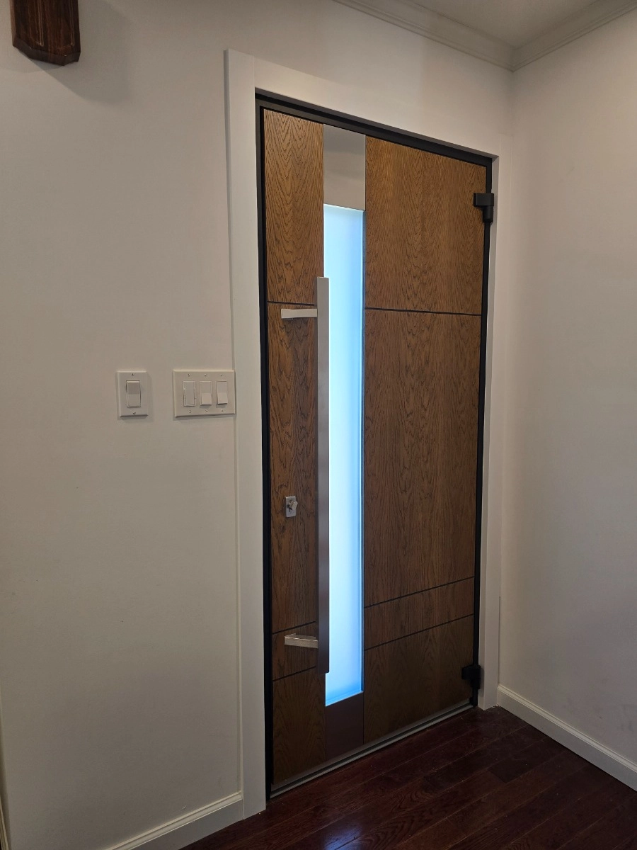 Single swing metal-aluminum modern exterior door with triplex | Deux 1713 White | 60 x 96 photo#11