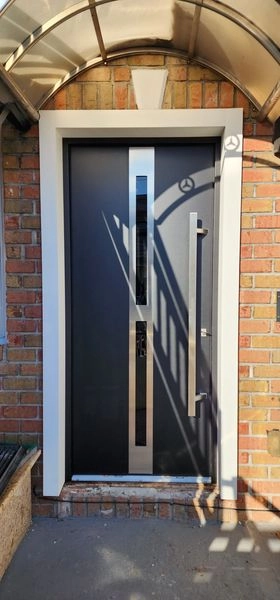 Deux 1755 exterior aluminum door 36x80 black steel Photo #13