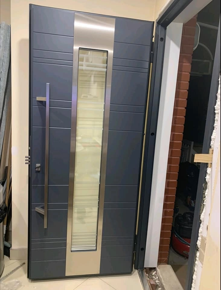Single swing metal-aluminum modern exterior door with triplex | Deux 5755 Gray Graphite | 36 x 80 photo#15