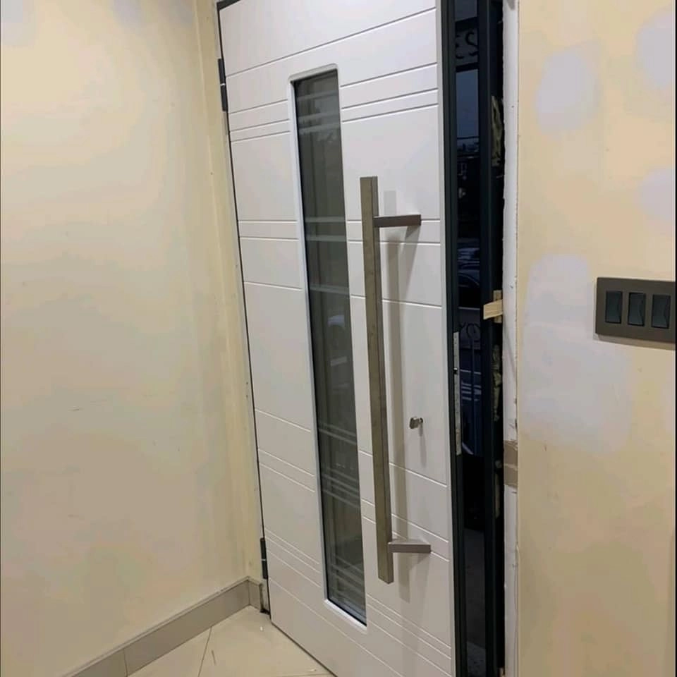 Single swing metal-aluminum modern exterior door with triplex | Deux 5755 Gray Graphite | 36 x 80 photo#16