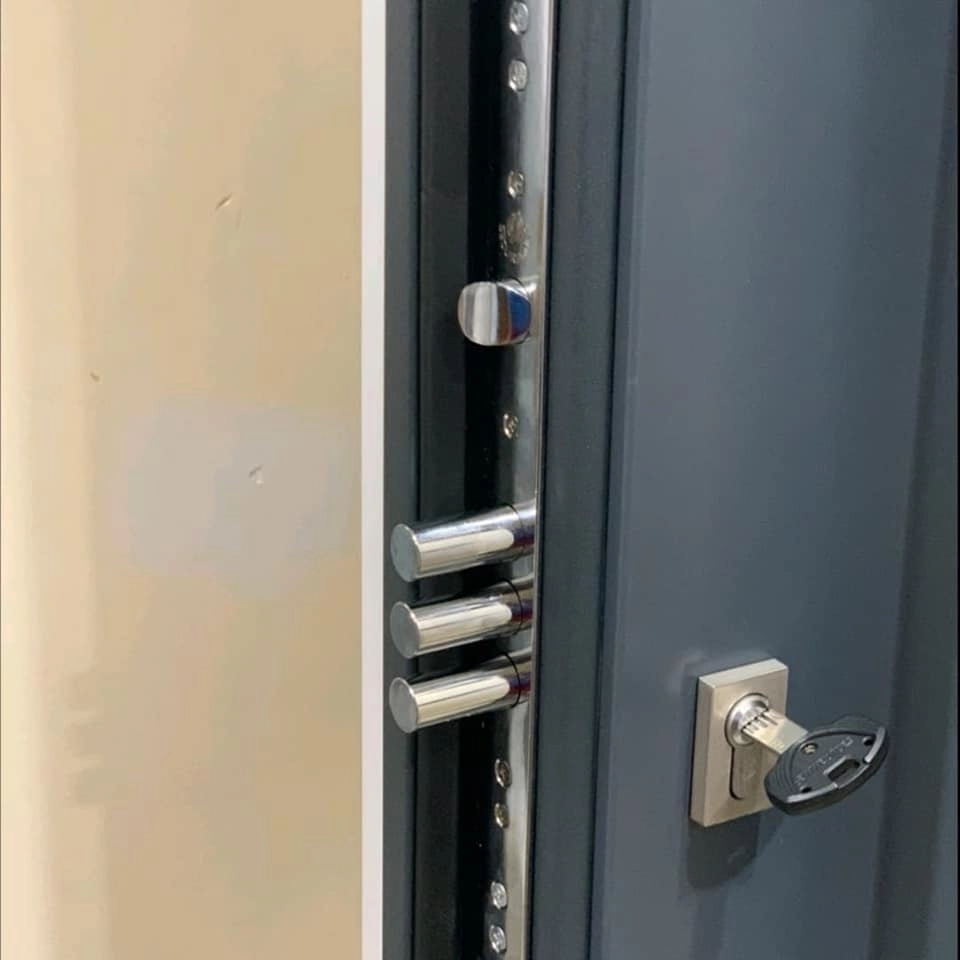 Single swing metal-aluminum modern exterior door with triplex | Deux 5755 Gray Graphite | 36 x 80 photo#18
