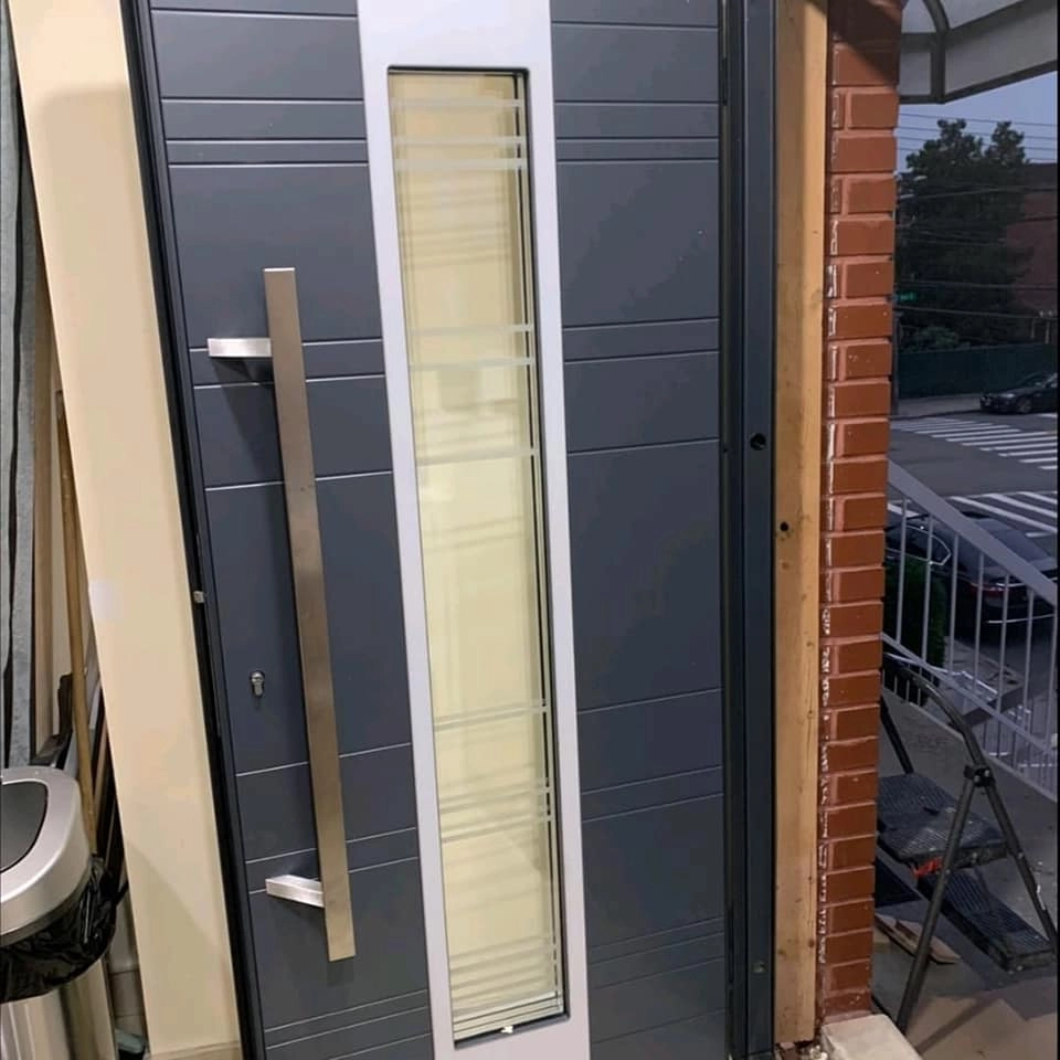 Single swing metal-aluminum modern exterior door with triplex | Deux 5755 Gray Graphite | 36 x 80 photo#14