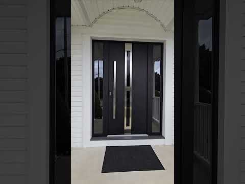 VDOM Exterior Door Deux 1755 Black Enamel 2 Sidelight Exterior Windows - UnitedPorte