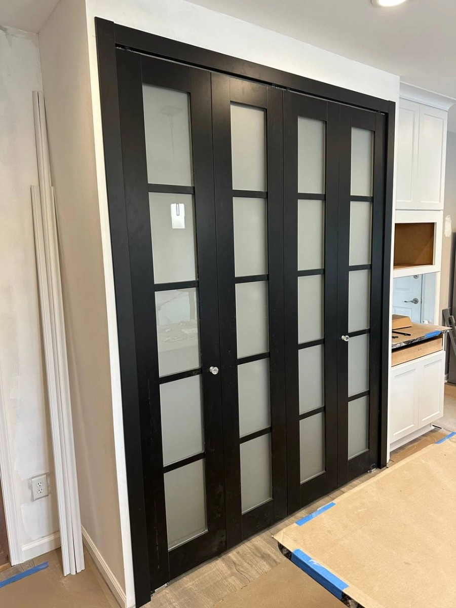 Single mdf luxury interior swing door with clear glass | Quadro 4522 White | 18 x 80 photo#11