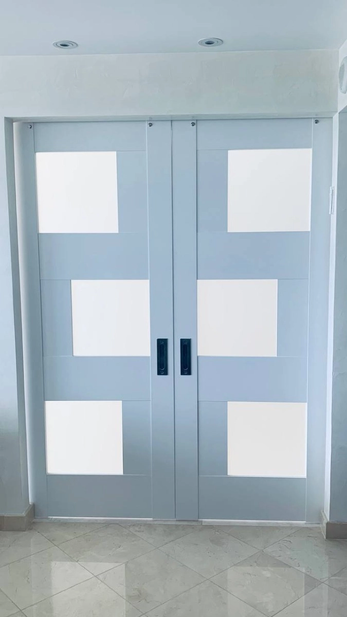 Double mdf french interior swing double door with frosted glass | Sete 6933 White | 36 x 80 (2* 18x80) photo#12