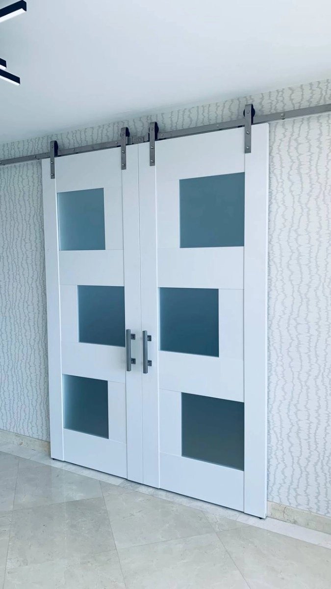 Double mdf french interior swing double door with frosted glass | Sete 6933 White | 36 x 80 (2* 18x80) photo#13