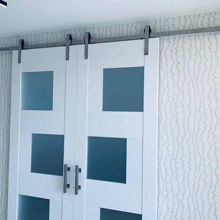 Double mdf french interior swing double door with frosted glass | Sete 6933 White | 36 x 80 (2* 18x80) photo#10