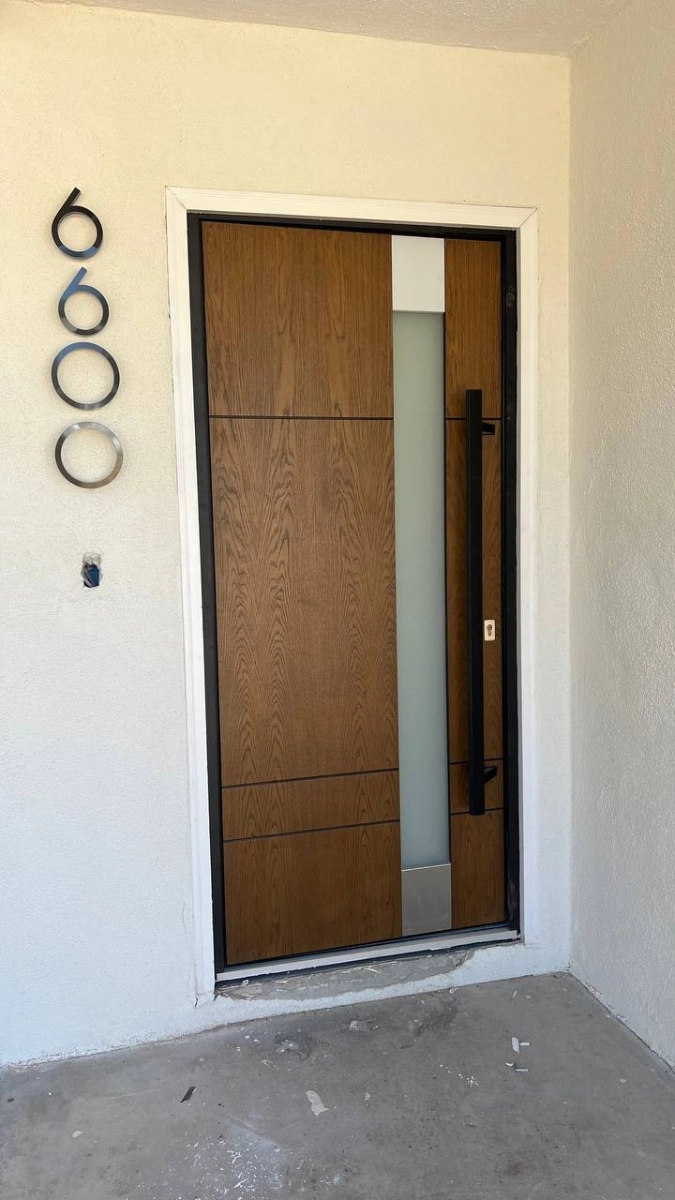Single swing metal-aluminum modern exterior door with triplex | Deux 1713 White | 60 x 96 photo#12