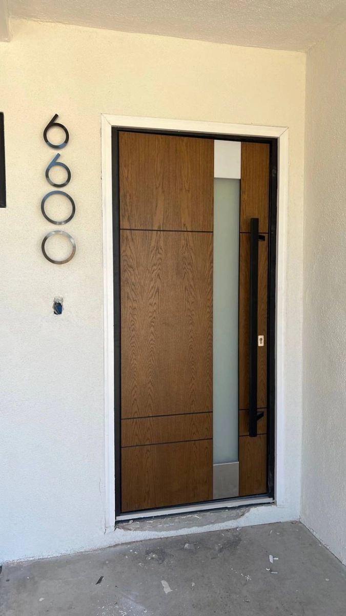 Single swing metal-aluminum modern exterior door with triplex | Deux 1713 White | 60 x 96 photo#13