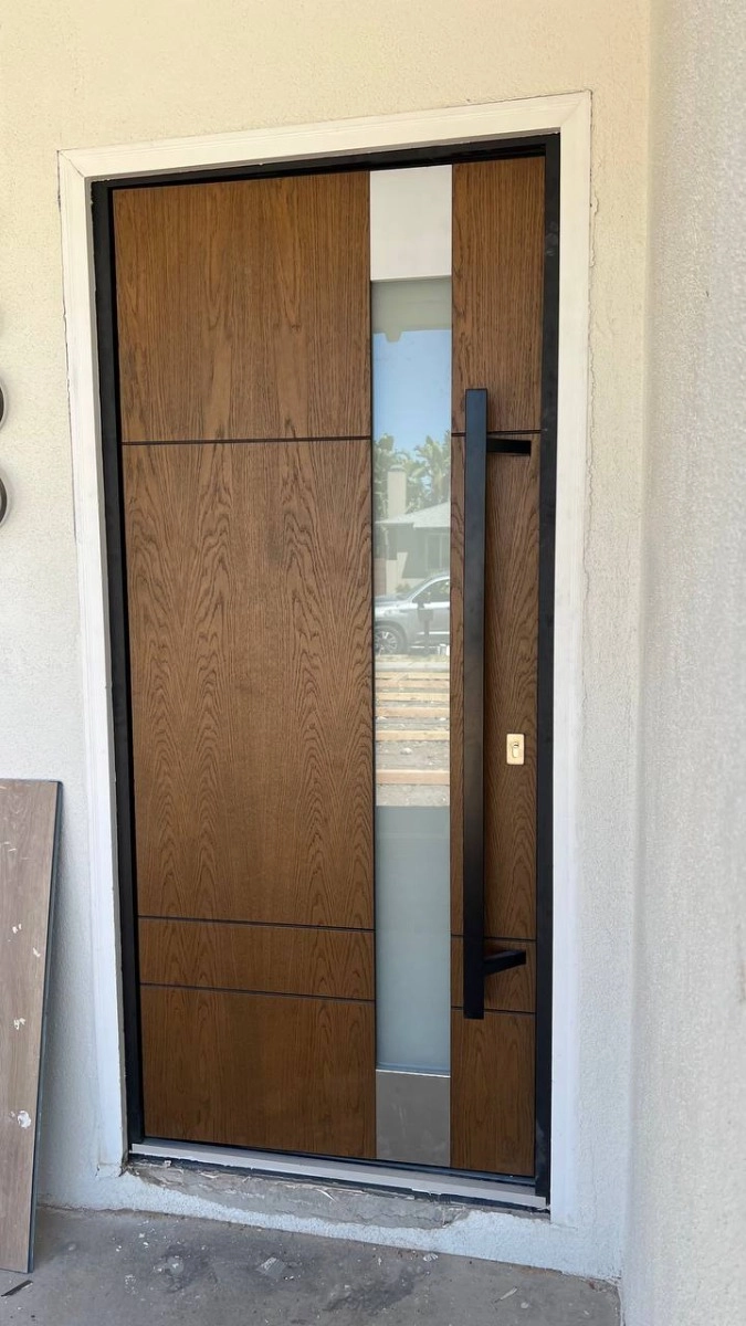 Single swing metal-aluminum modern exterior door with triplex | Deux 1713 White | 60 x 96 photo#14