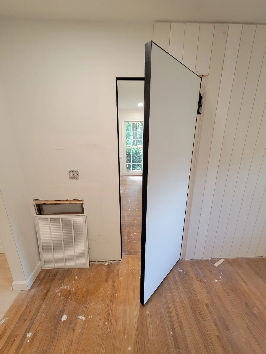 Single solid wood with honeycomb swing modern interior hidden door | Planum 0010 Primed | 18 x 80 photo#29