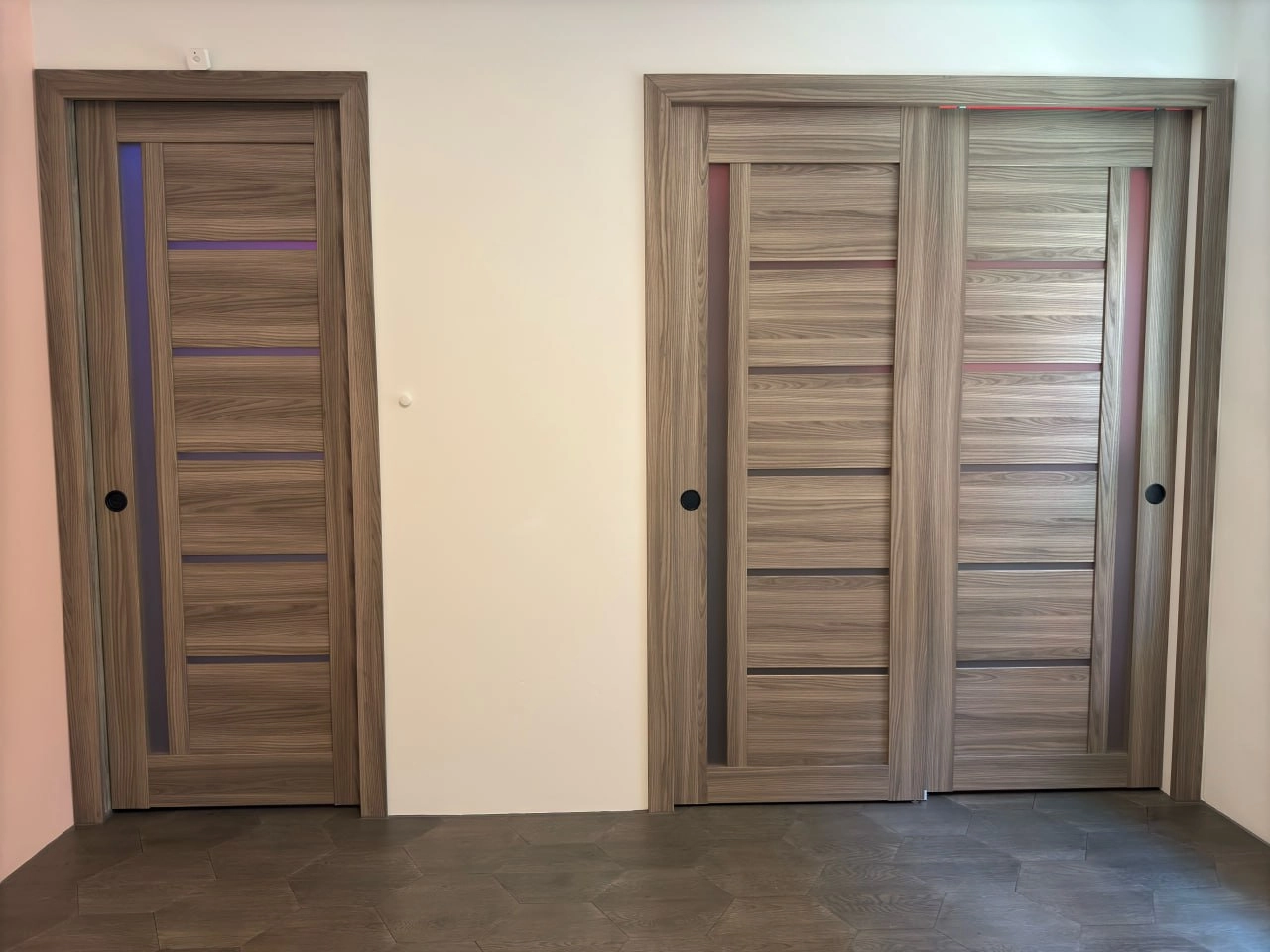 Single mdf modern interior door slab with frosted glass | Quadro 4088  Ginger Ash | 18 x 80 photo#14