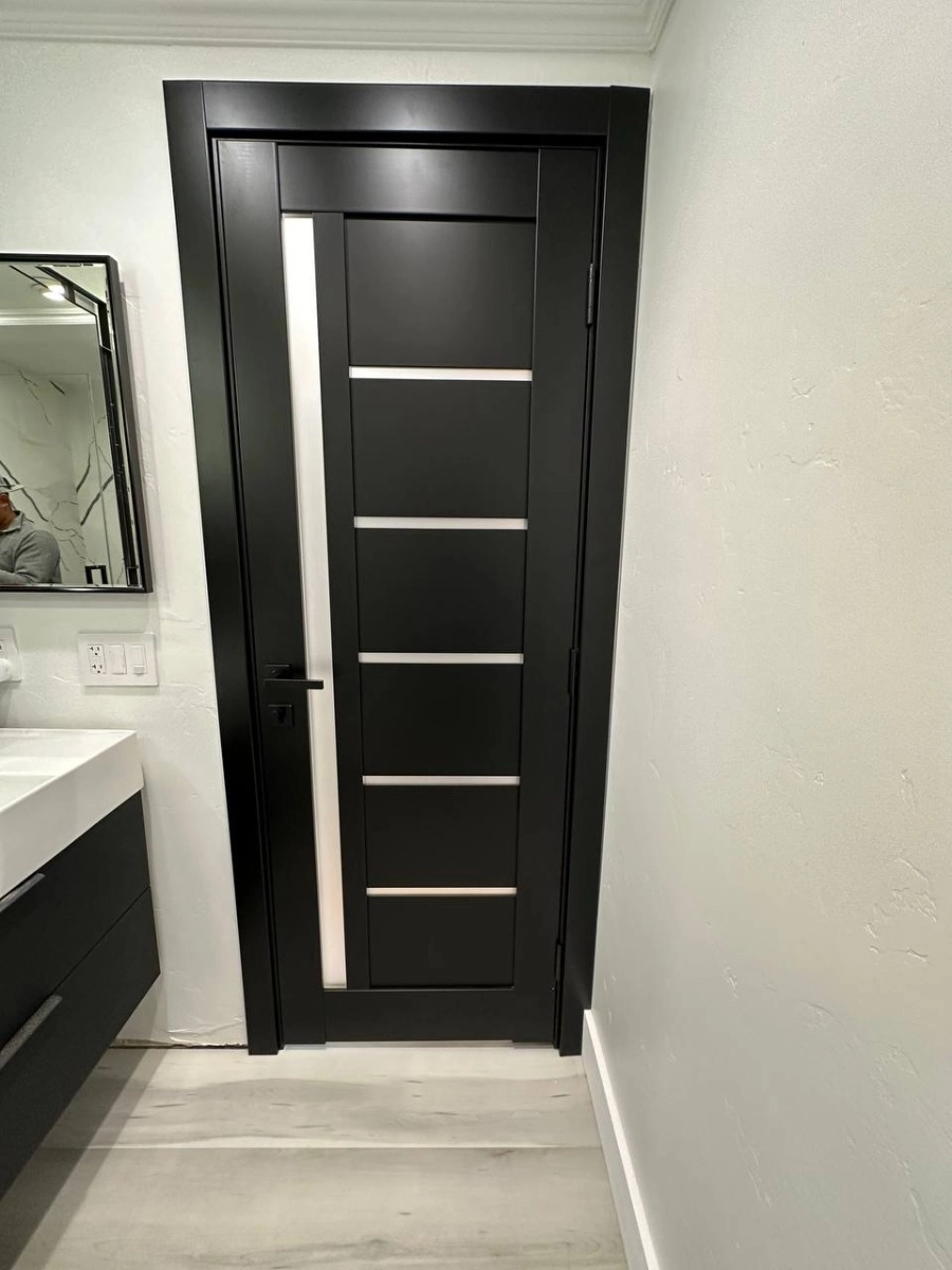 Single mdf modern interior door slab with frosted glass | Quadro 4088  Ginger Ash | 18 x 80 photo#20