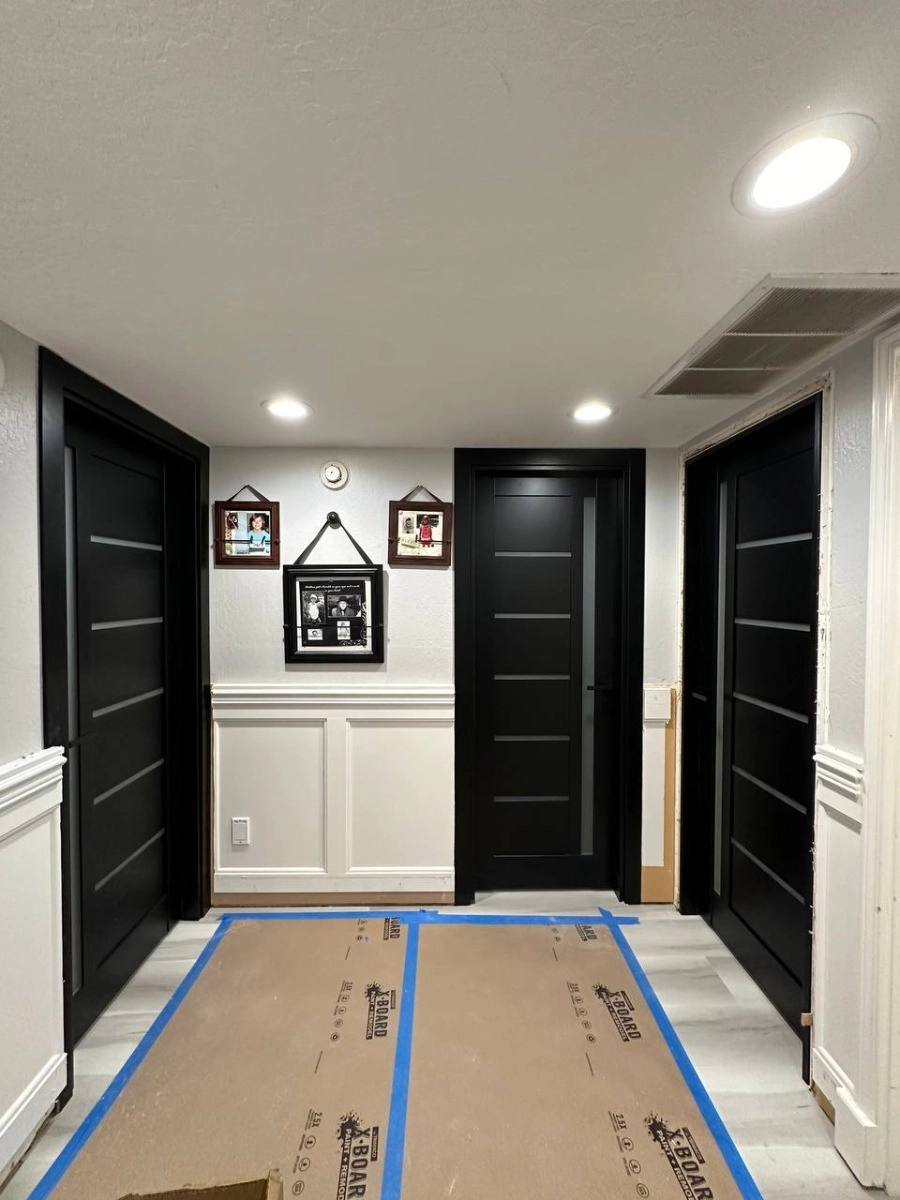 Single mdf modern interior door slab with frosted glass | Quadro 4088  Ginger Ash | 18 x 80 photo#19