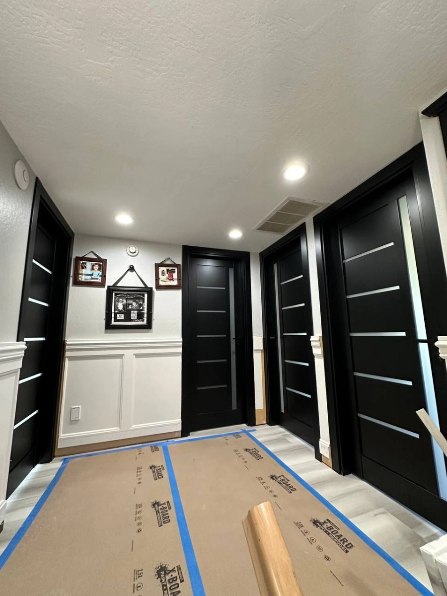 Single mdf modern interior door slab with frosted glass | Quadro 4088  Ginger Ash | 18 x 80 photo#18