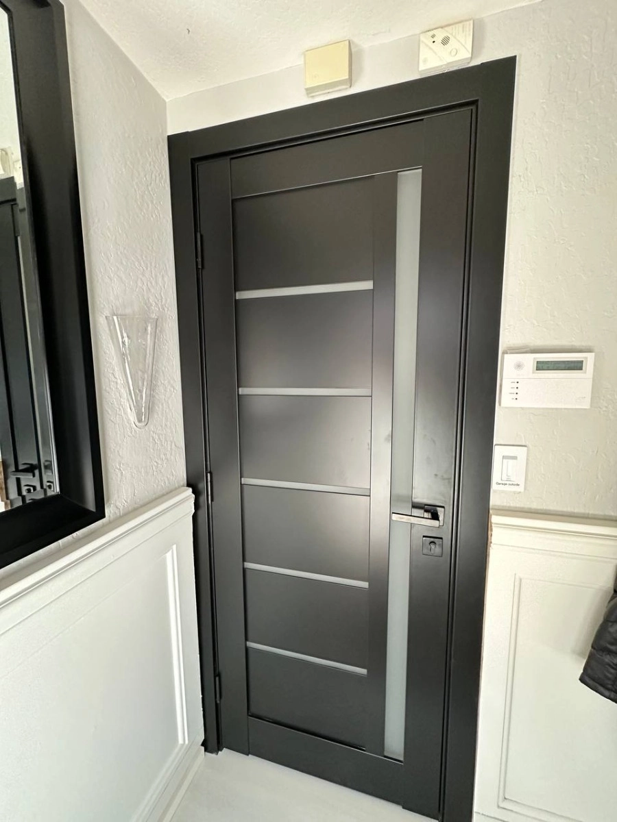 Single mdf modern interior door slab with frosted glass | Quadro 4088  Ginger Ash | 18 x 80 photo#16
