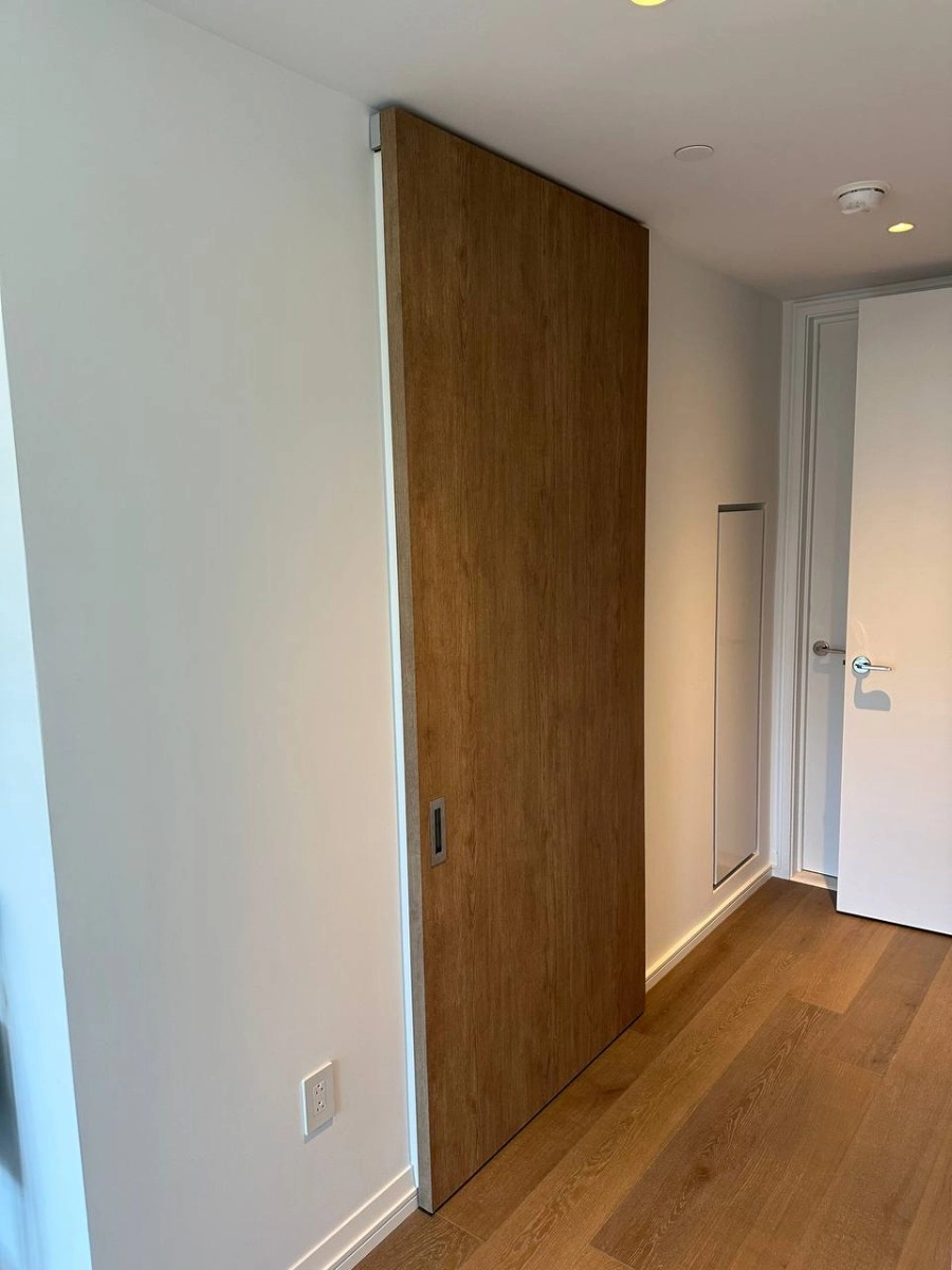 Single solid wood with honeycomb modern interior swing door | Planum 0010 Chocolate Ash | 18 x 80 photo#35