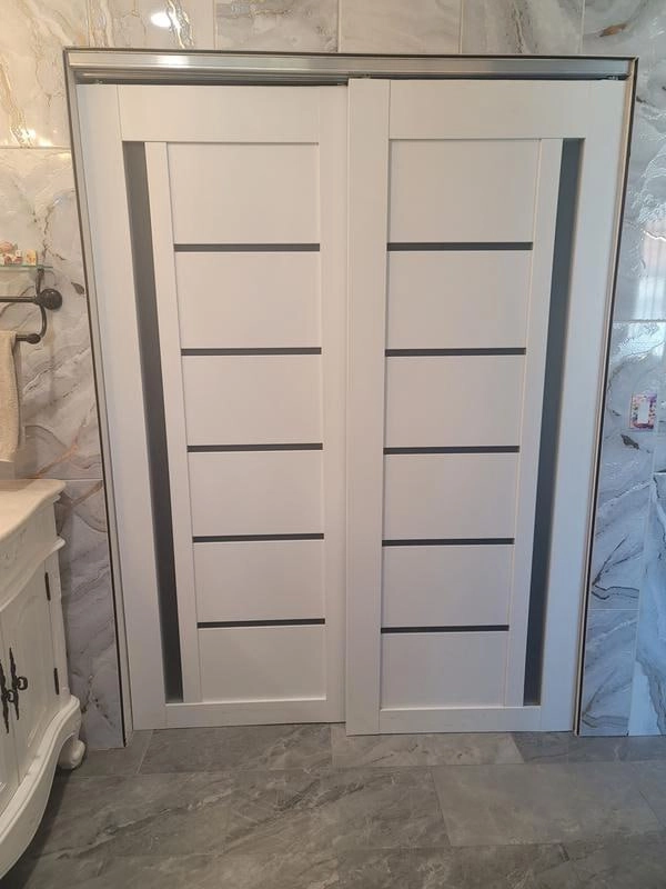 Single mdf modern interior door slab with frosted glass | Quadro 4088  Ginger Ash | 18 x 80 photo#23