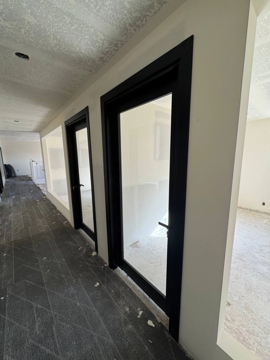 Single solid core luxury interior swing door with clear glass | Lucia 2166 Black Matte | 18 x 80 photo#11