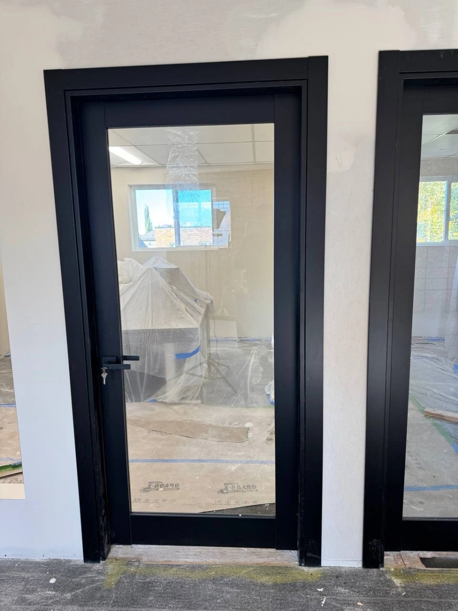 Single solid core luxury interior swing door with clear glass | Lucia 2166 Black Matte | 18 x 80 photo#9