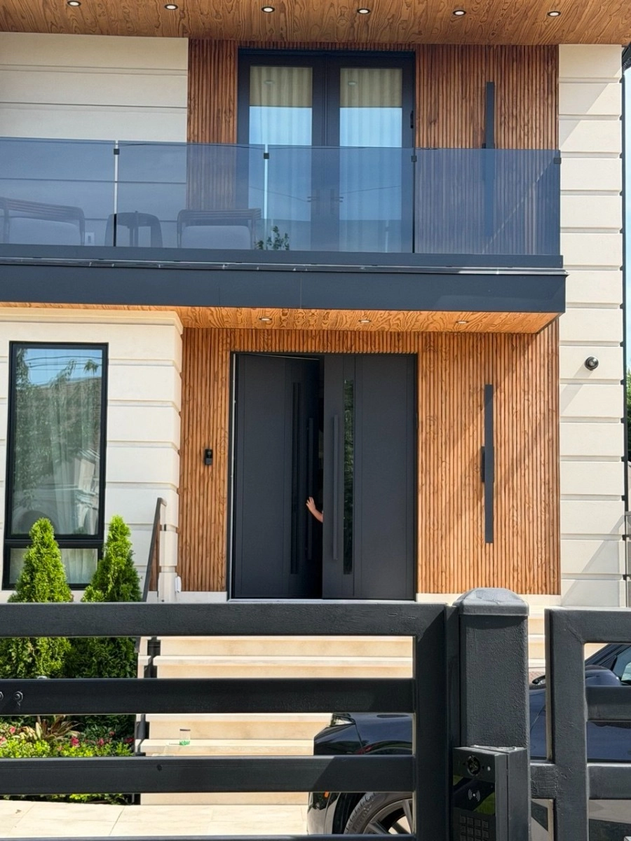 Dekton 0163 exterior aluminum door 52x96 (36+16x80+16) brown steel Photo #22