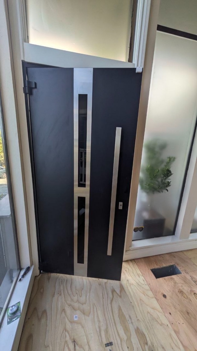 Deux 1755 Black Enamel Front Exterior Prehung Steel Door