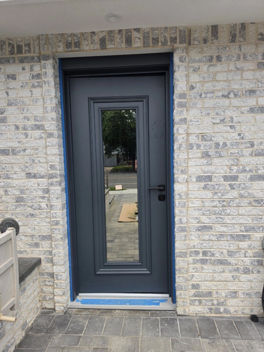 Ballucio 6044 exterior aluminum door 36x96 grey steel Photo #11