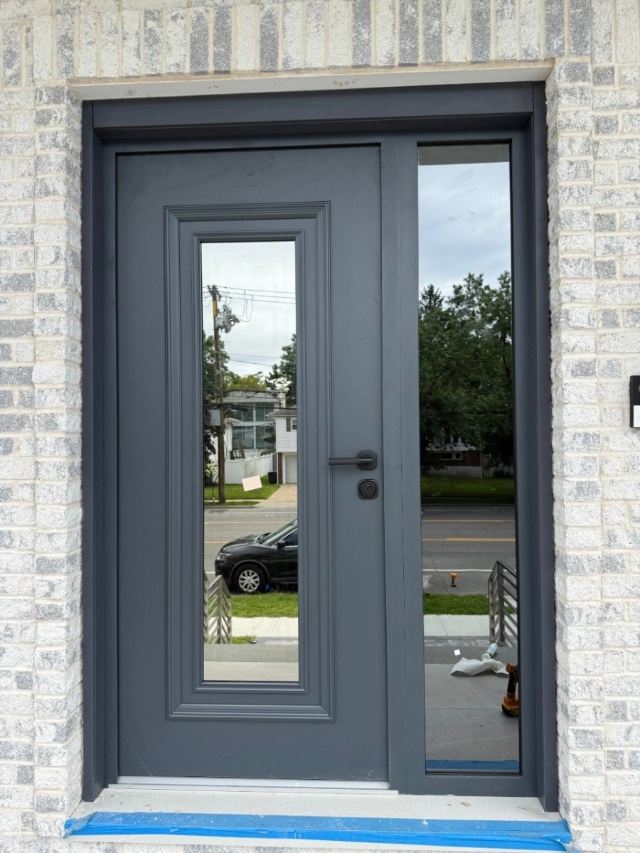 Ballucio 6044 exterior aluminum door 36x96 grey steel Photo #12