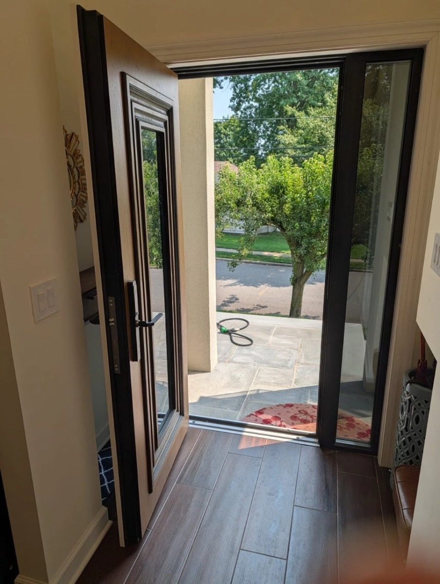 Ballucio 6644 exterior aluminum door 48x94 (36+12x80+14) brown steel Photo #11