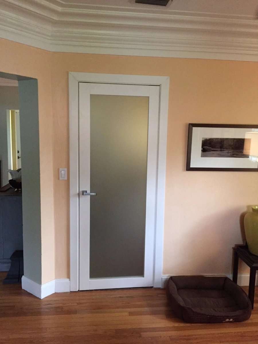 Double solid core swing modern interior frameless double doors with frosted glass | Planum 2102 Chocolate Ash | 60 x 80 (2* 30x80) photo#8