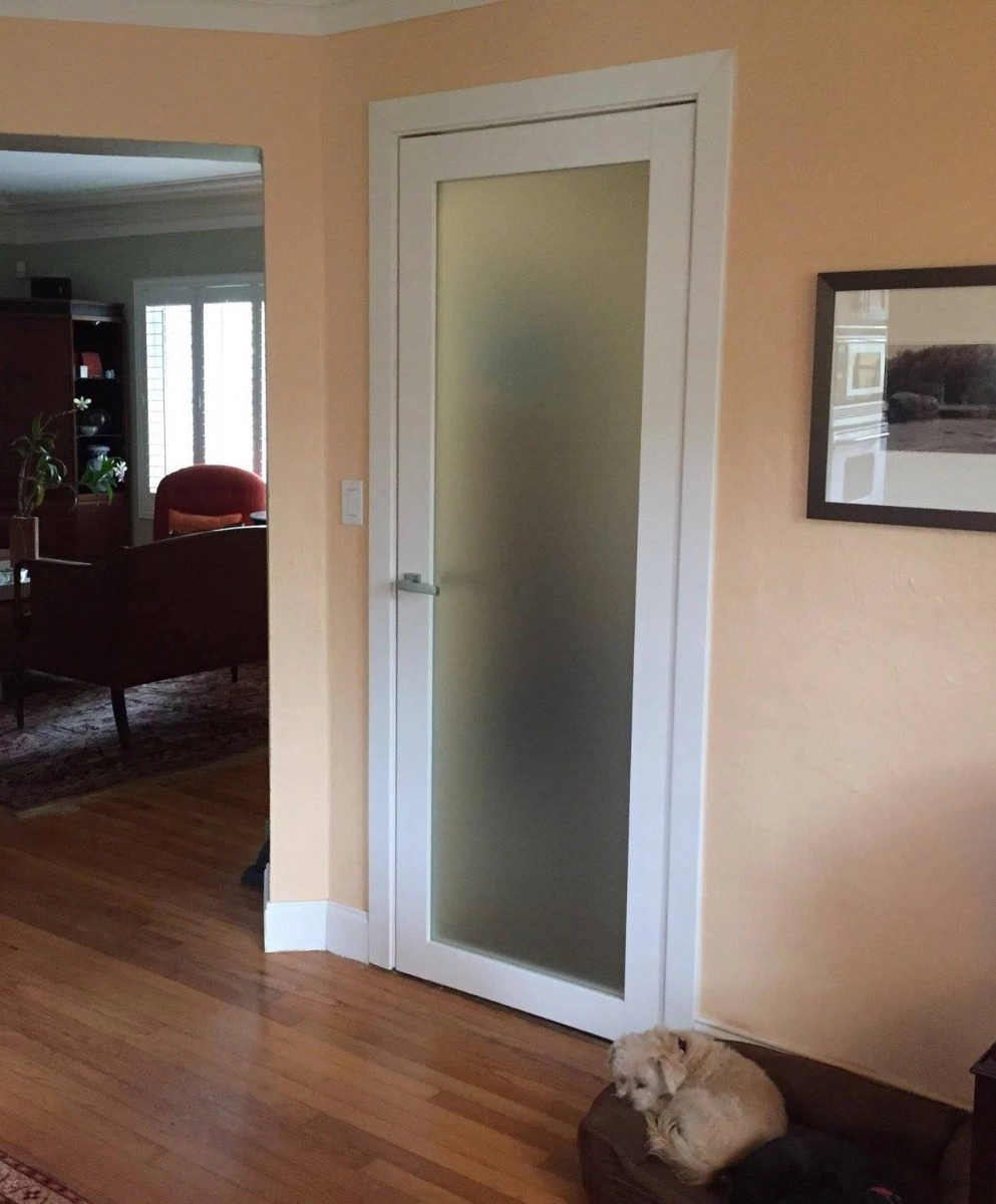 Double solid core swing modern interior frameless double doors with frosted glass | Planum 2102 Chocolate Ash | 60 x 80 (2* 30x80) photo#9