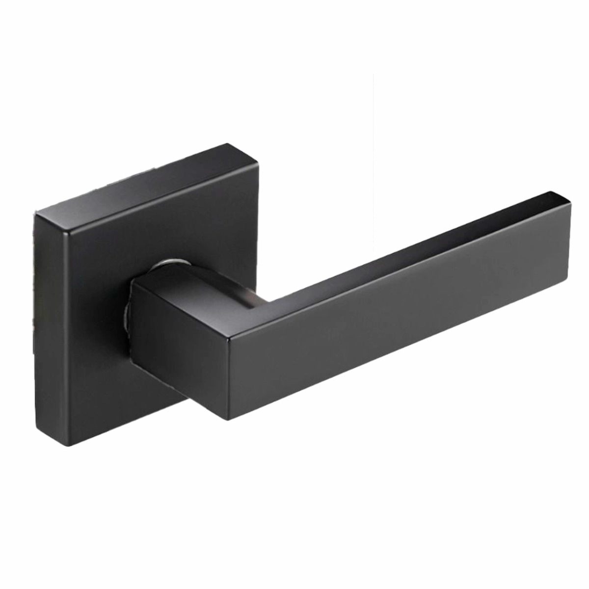 Modern Square Handle-Matte Black (Standard (Europe)) || Hidden Door | Sete 6933 White Silk Concealed Metal Frame 18" x 80" Left-hand Inswing