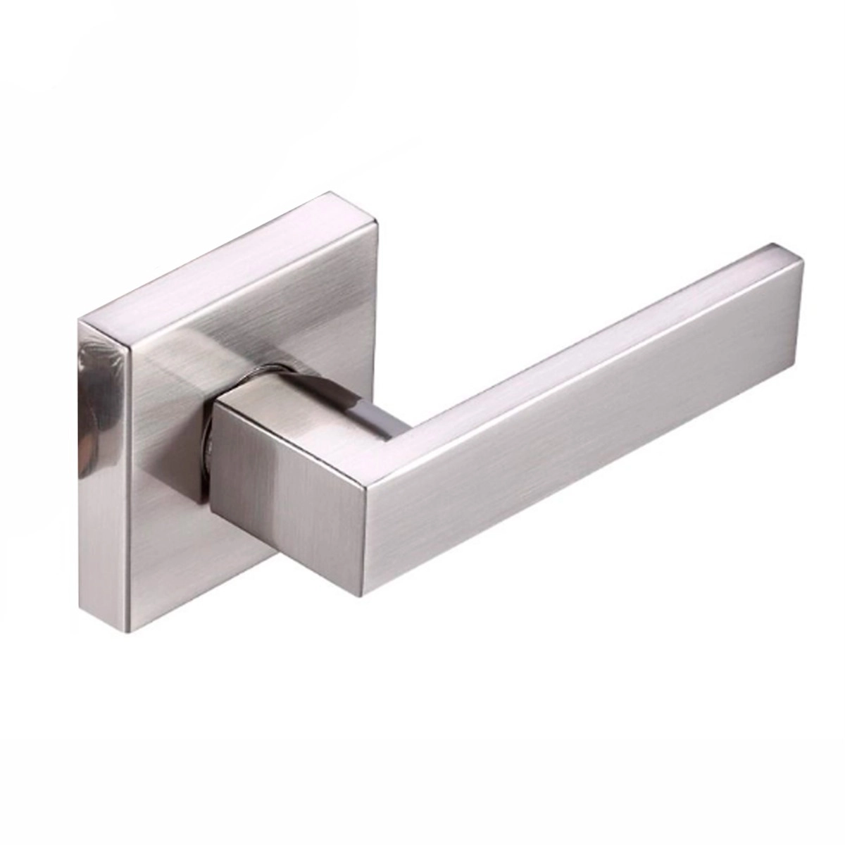 Modern Square Handle - Brushed Nickel (Standard (Europe)) || Hidden Door | Sete 6933 White Silk Concealed Metal Frame 18" x 80" Left-hand Inswing