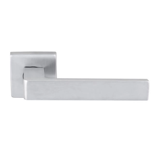 Modern Square Handle - Brushed Nickel (Standard (Europe)) || Hidden Door | Ego 5005 Marble Oak Concealed Metal Frame 18" x 80" Right-hand Inswing