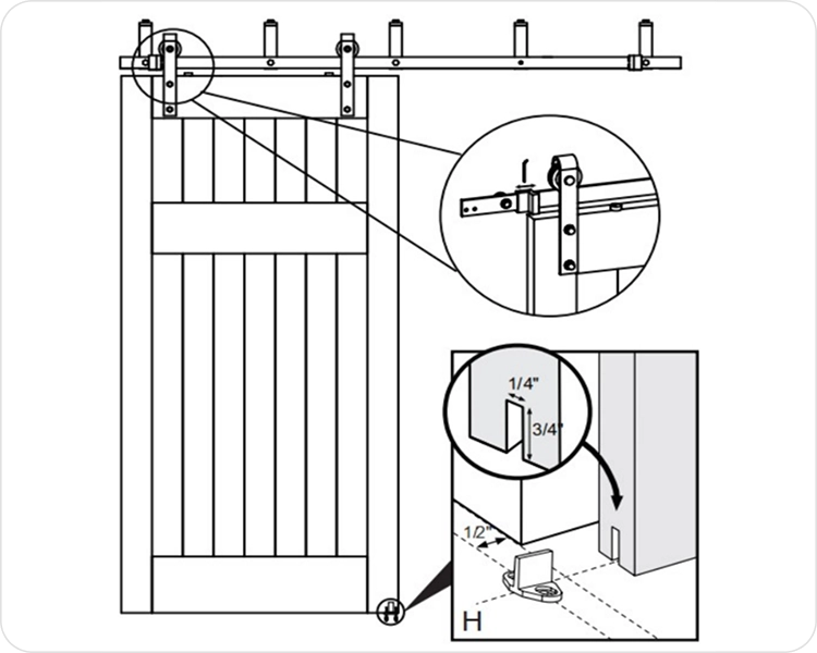 Install floor guide & adjust door stoppers