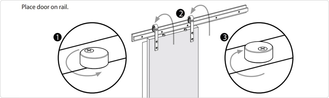 Place door on rail