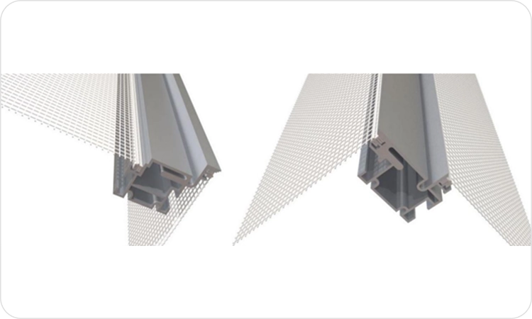 Reinforcing mesh pressed into the self-locking frame groove